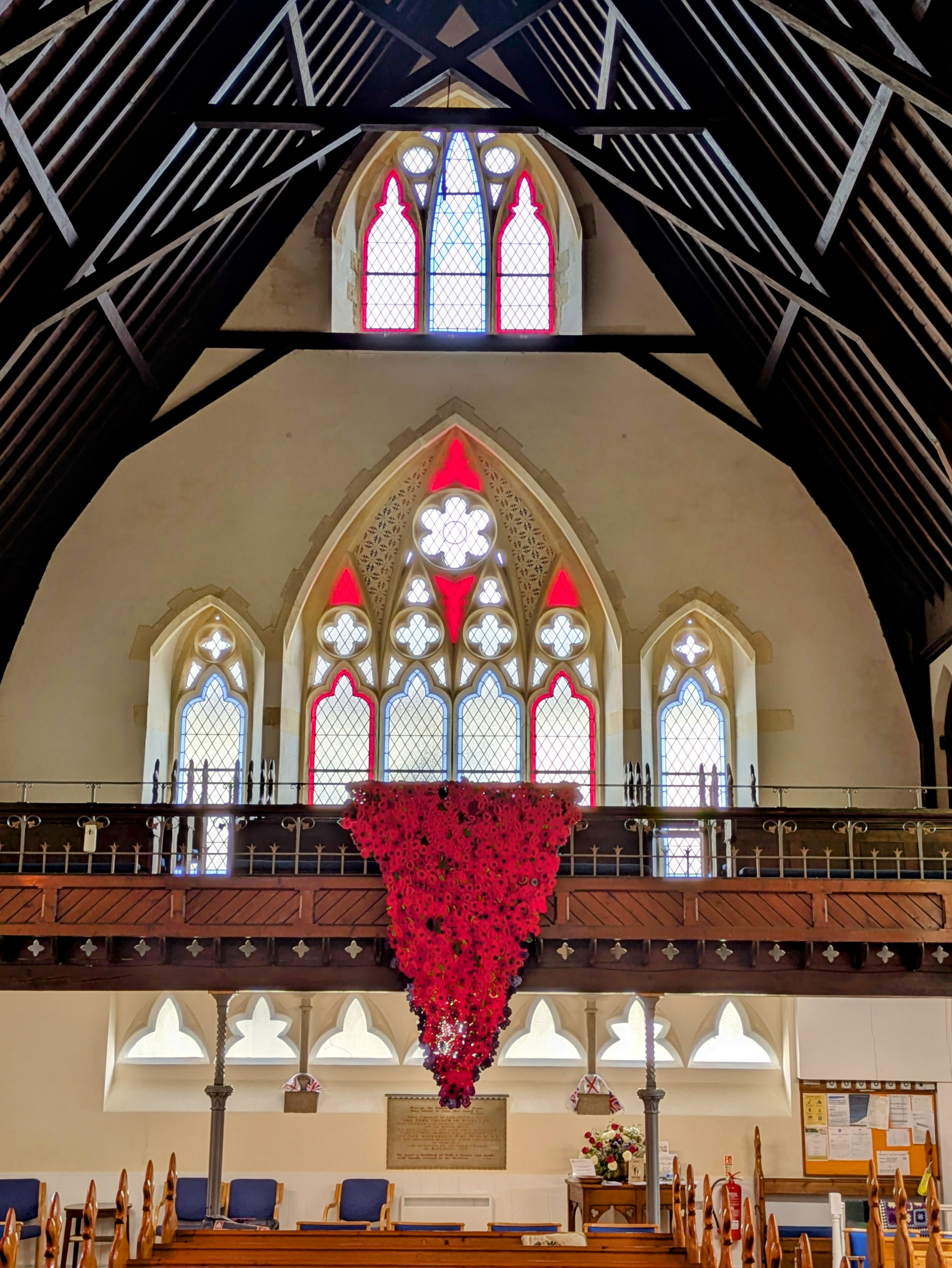 Poppies over balcony